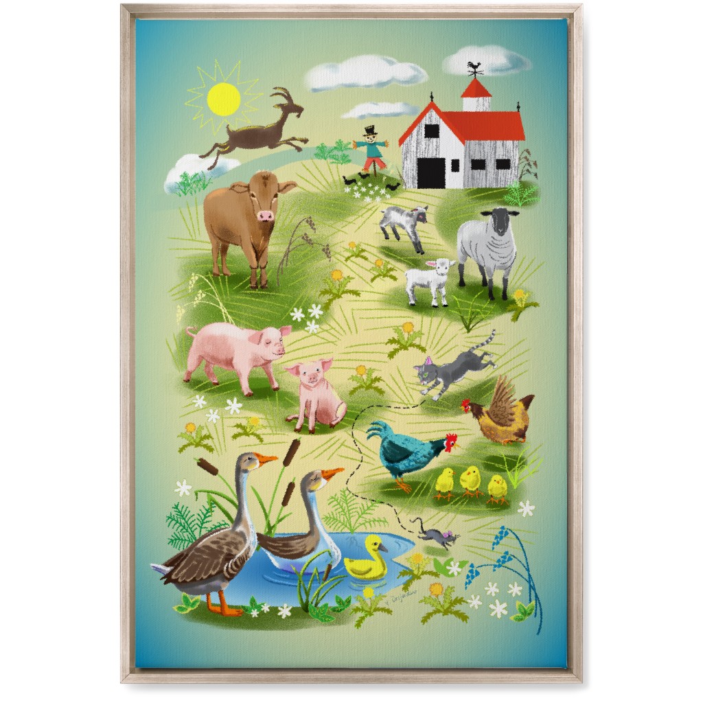 Animals on the Farm - Multi Wall Art, Metallic, Single piece, Canvas, 20x30, Multicolor