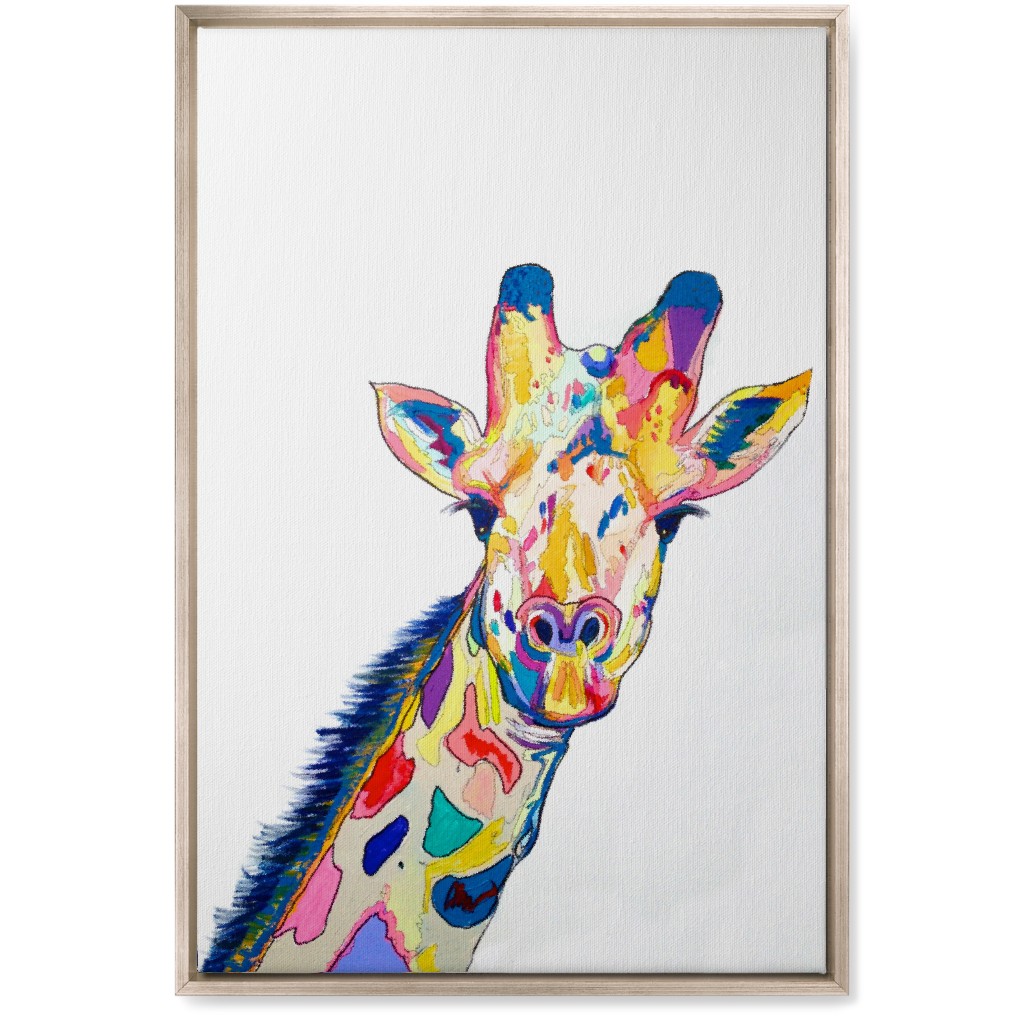 the Painted Giraffe - Multi on White Wall Art, Metallic, Single piece, Canvas, 20x30, Multicolor