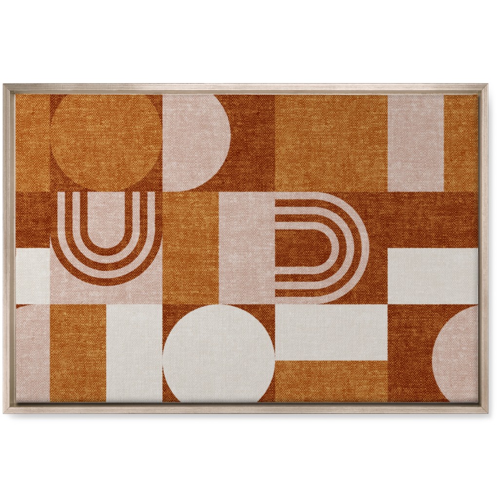 Aria Geometric Patchwork - Orange Wall Art, Metallic, Single piece, Canvas, 20x30, Orange