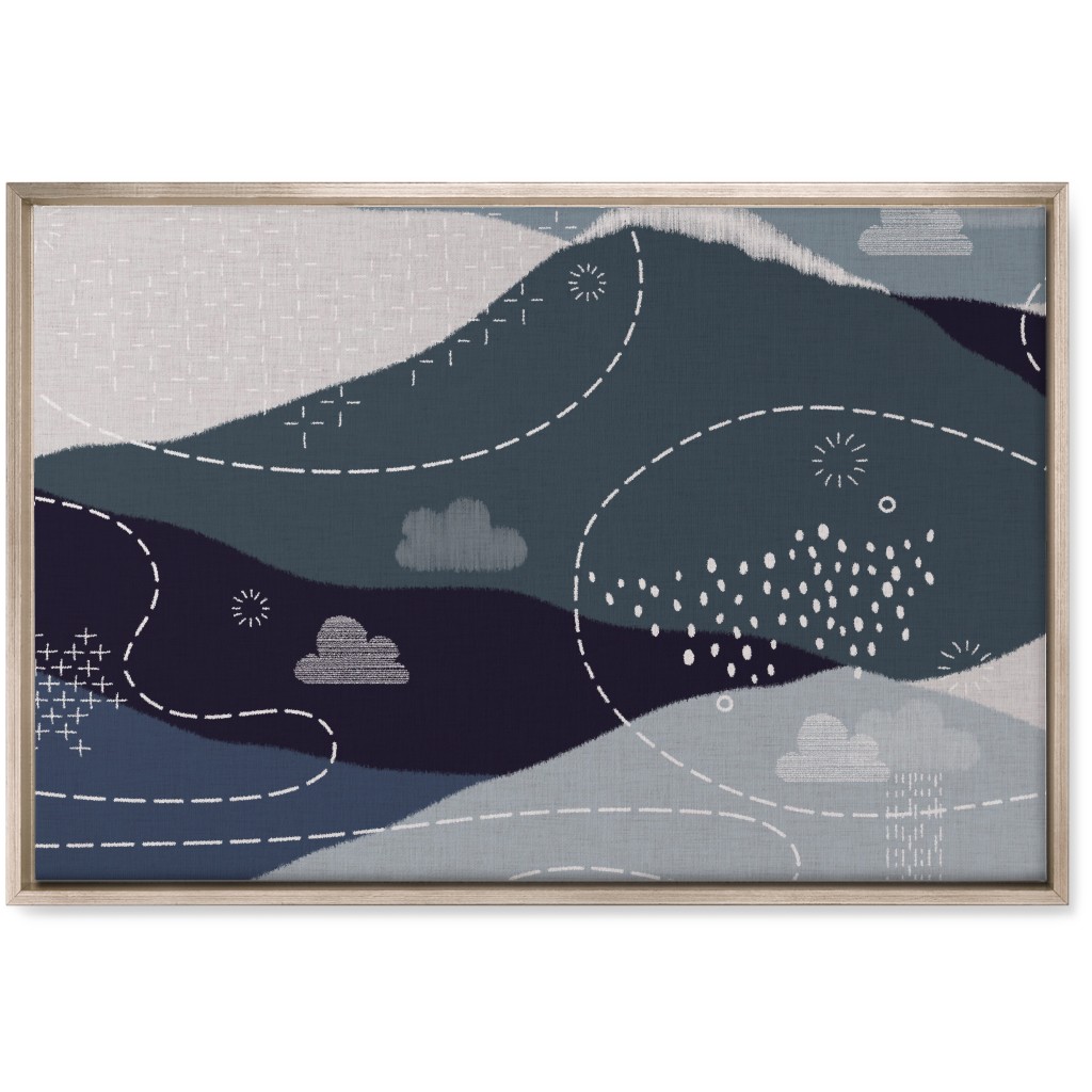 Ever Blue Mountains - Blue Wall Art, Metallic, Single piece, Canvas, 20x30, Blue