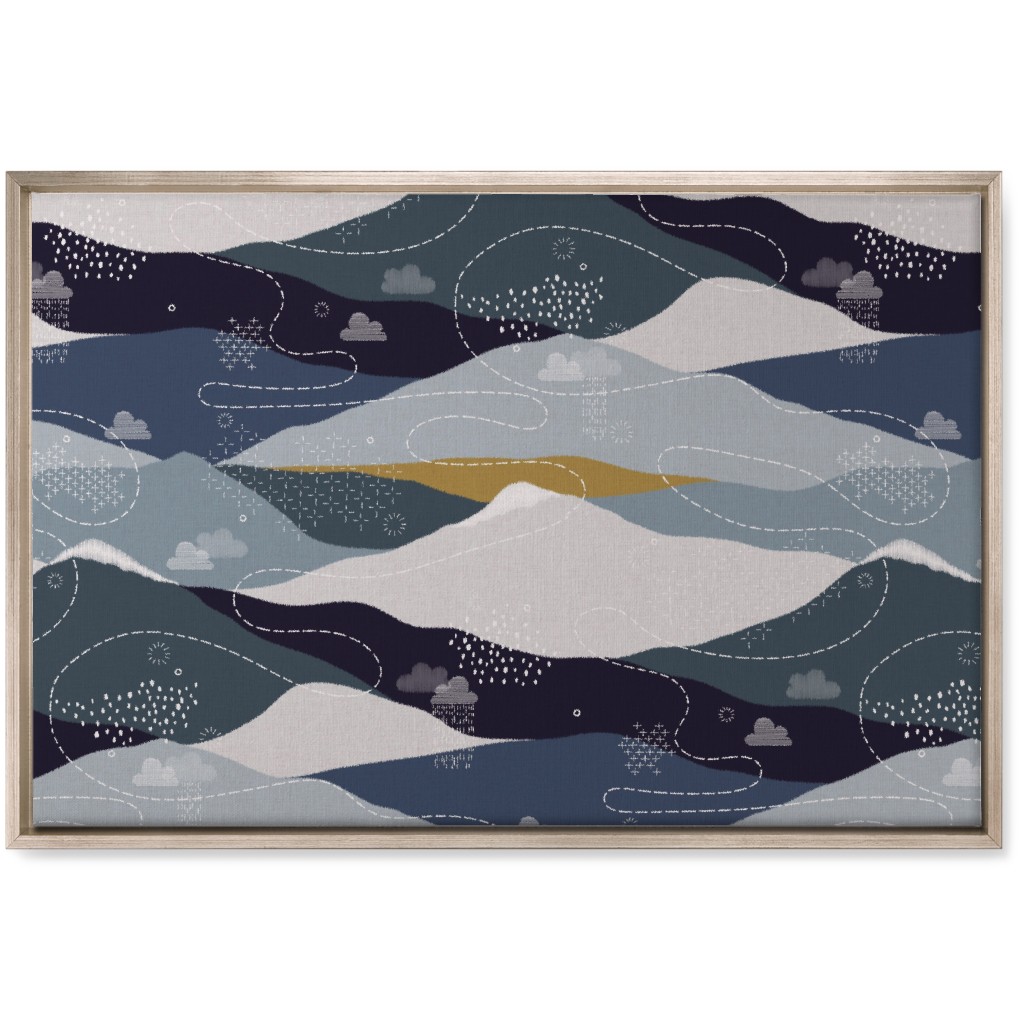 Ever Blue Mountains Wall Art, Metallic, Single piece, Canvas, 20x30, Blue