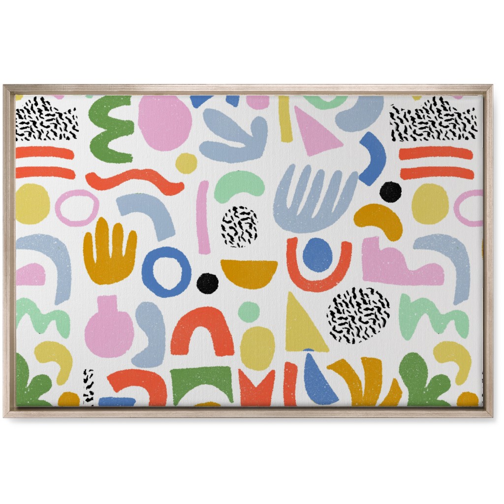Happy Blocks Wall Art, Metallic, Single piece, Canvas, 20x30, Multicolor, White