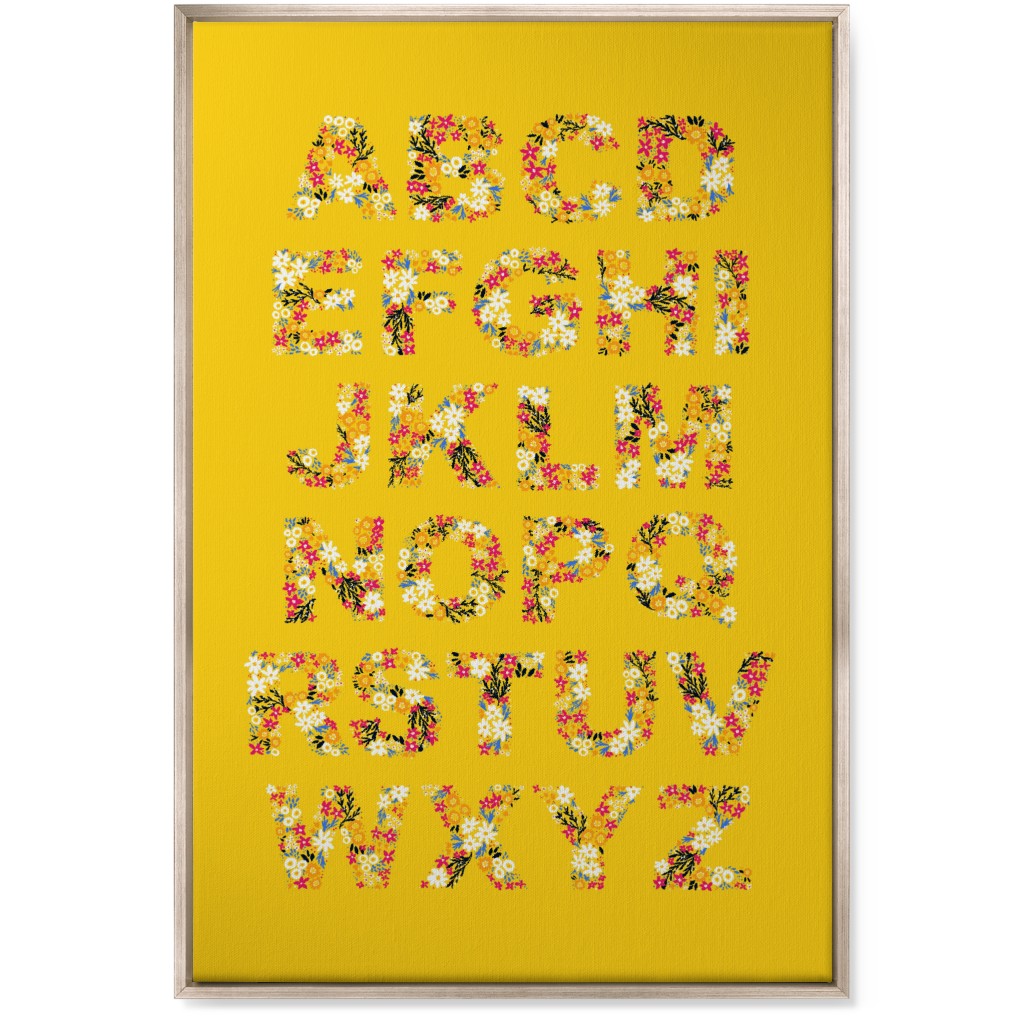 Rustic Wildflower Alphabet Wall Art, Metallic, Single piece, Canvas, 24x36, Yellow