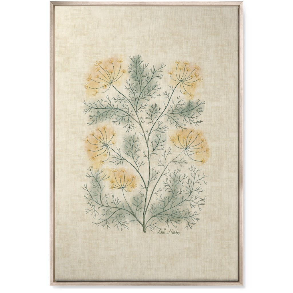Dill Botanical Illustration Wall Art, Metallic, Single piece, Canvas, 24x36, Beige, Pearl