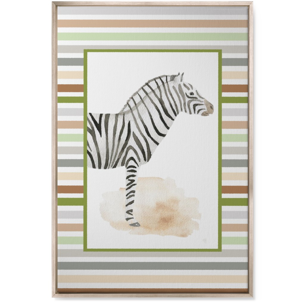 Jungle Safari Animals and Stripes - Zebra Wall Art, Metallic, Single piece, Canvas, 24x36, Multicolor