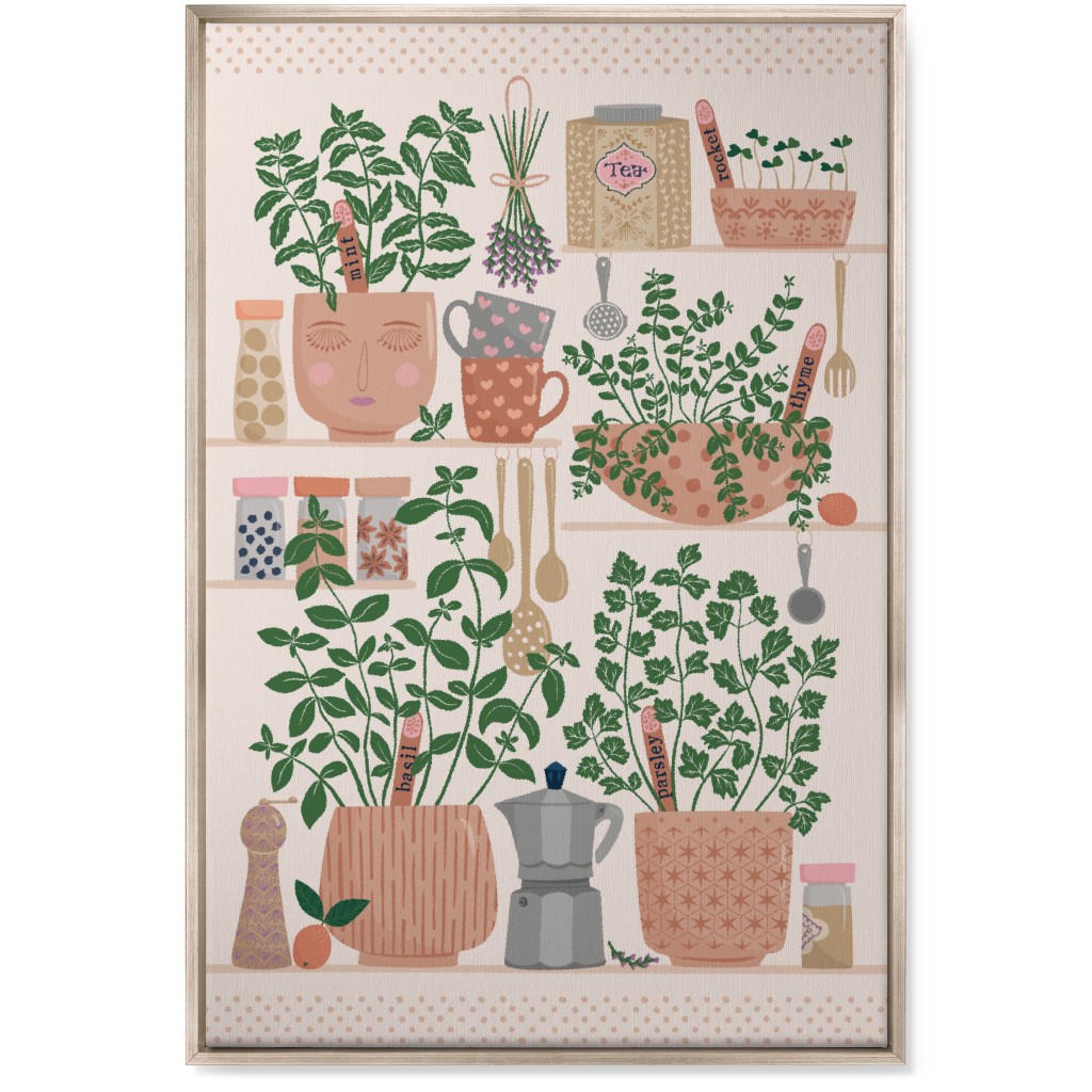 Little Herb Garden in the Kitchen Wall Art, Metallic, Single piece, Canvas, 24x36, Multicolor