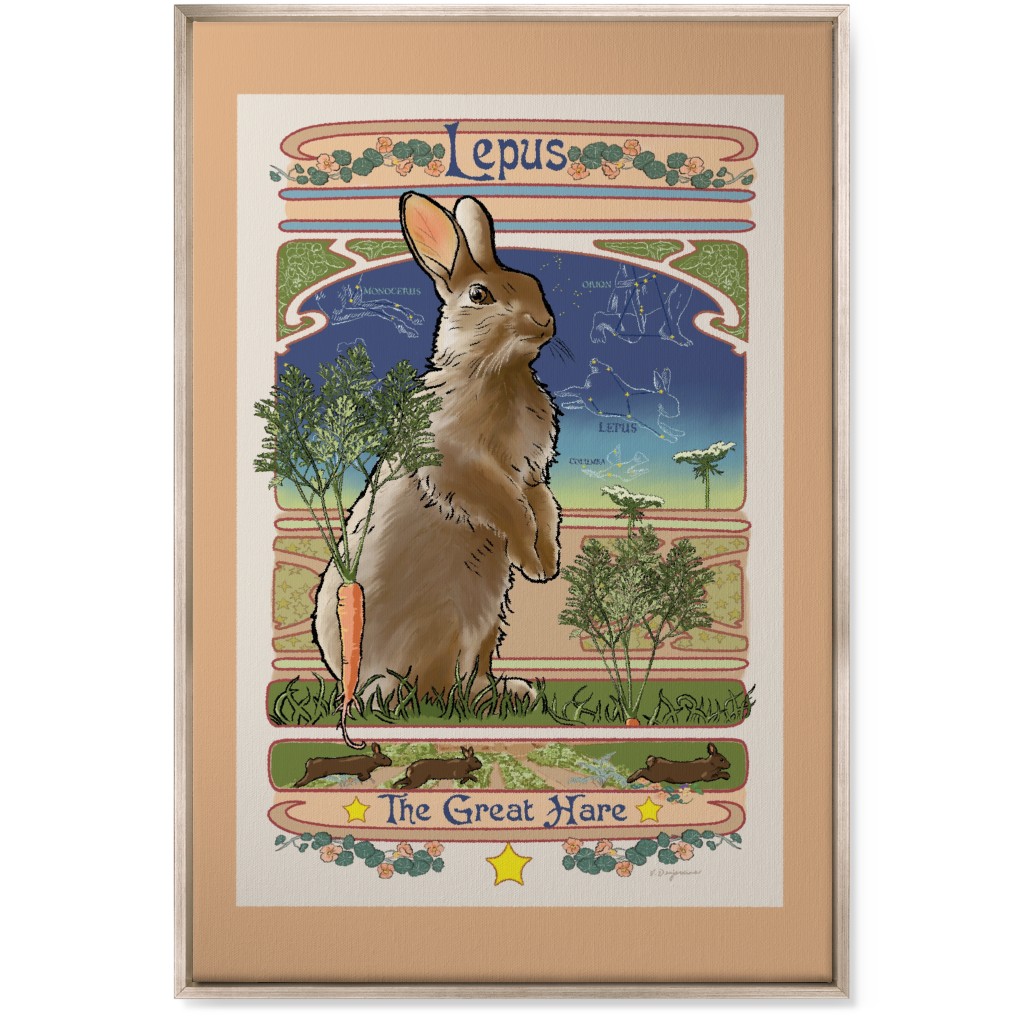 Art Nouveau Hare Wall Art, Metallic, Single piece, Canvas, 24x36, Brown