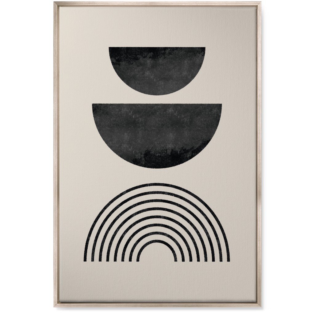 Minimal Geometric and Rainbow - Neutral Wall Art, Metallic, Single piece, Canvas, 24x36, Beige