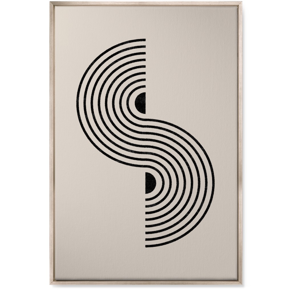 Minimal Geometric Lines - Neutral Wall Art, Metallic, Single piece, Canvas, 24x36, Beige, Pearl