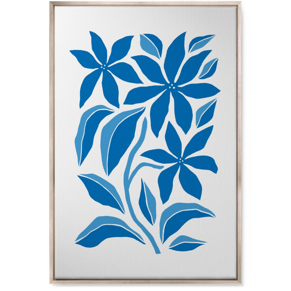 Minimalist Block Botanical Floral - Blue Wall Art, Metallic, Single piece, Canvas, 24x36, Blue