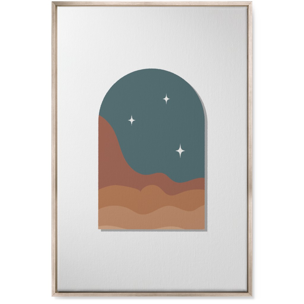 Abstract Landscapes in Windows Night Wall Art, Metallic, Single piece, Canvas, 24x36, Multicolor, Hemlock