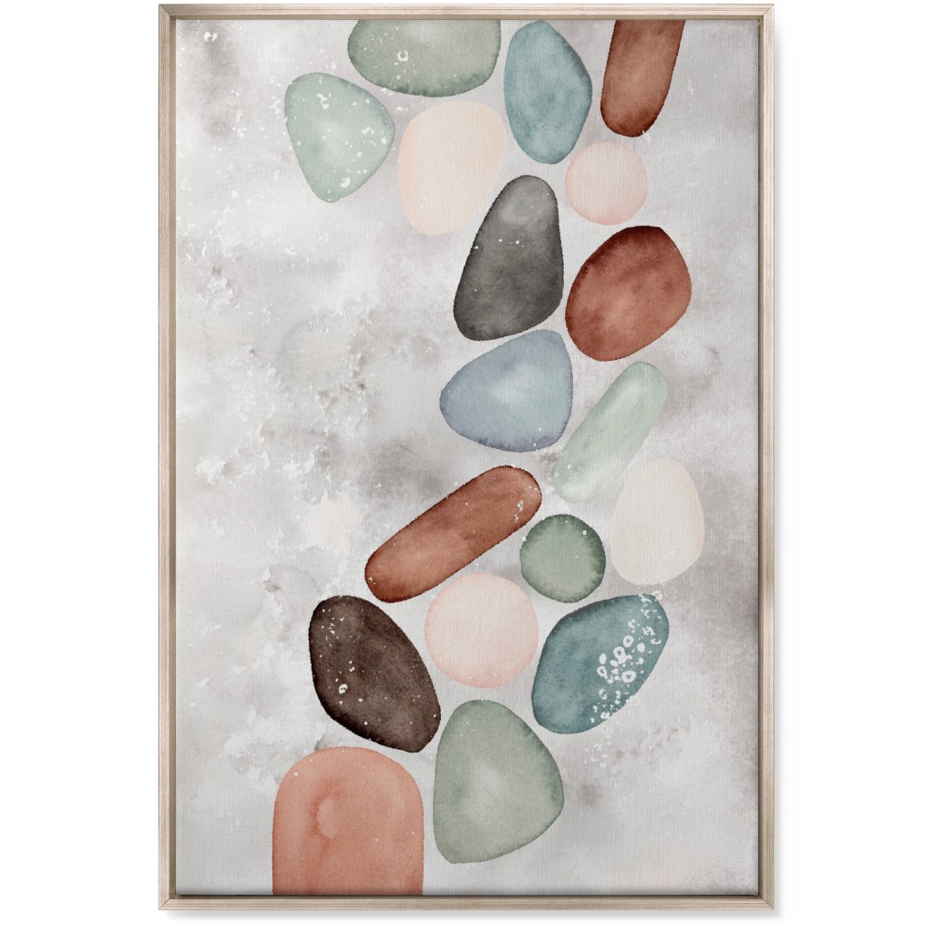 Polished Stones Wall Art, Metallic, Single piece, Canvas, 24x36, Multicolor, Silver Lining