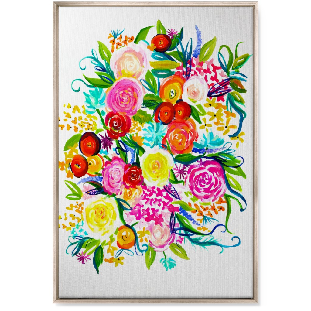 Summer Floral Acrylic Floral - Neon Wall Art, Metallic, Single piece, Canvas, 24x36, Multicolor