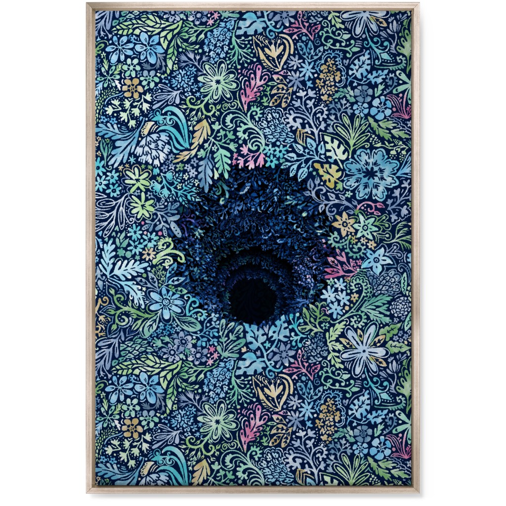 Deep Down Colorful Floral Abstract Wall Art, Metallic, Single piece, Canvas, 24x36, Blue