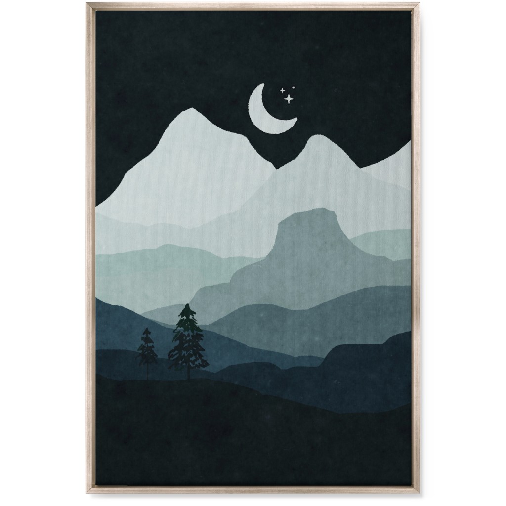 Mountain View Wall Art, Metallic, Single piece, Canvas, 24x36, Green, Silhouette