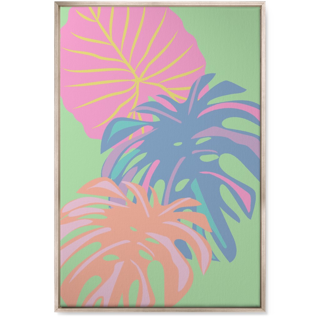 Bold Tropical Leaves - Multi Wall Art, Metallic, Single piece, Canvas, 24x36, Multicolor