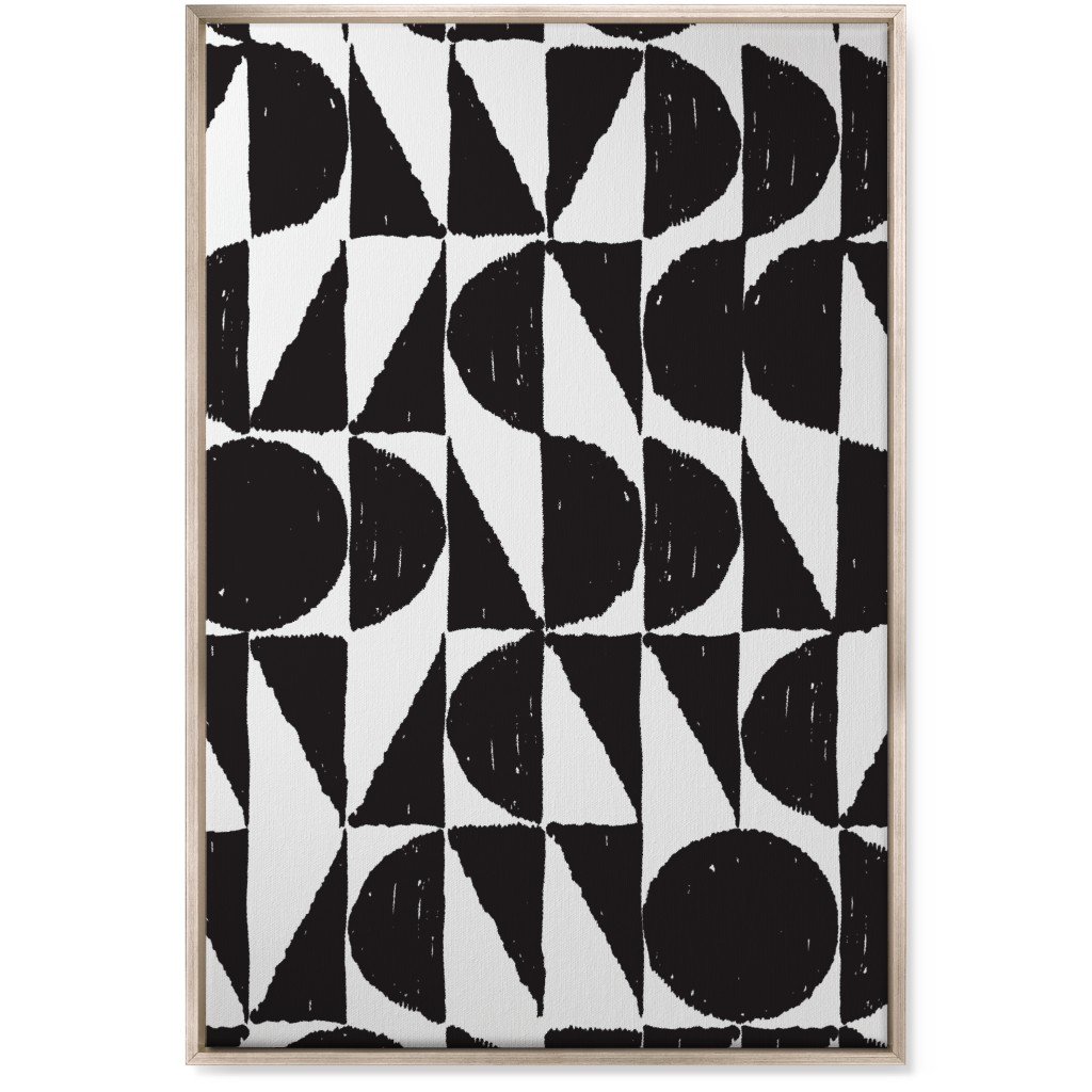 Mod Shapes Wall Art, Metallic, Single piece, Canvas, 24x36, Black