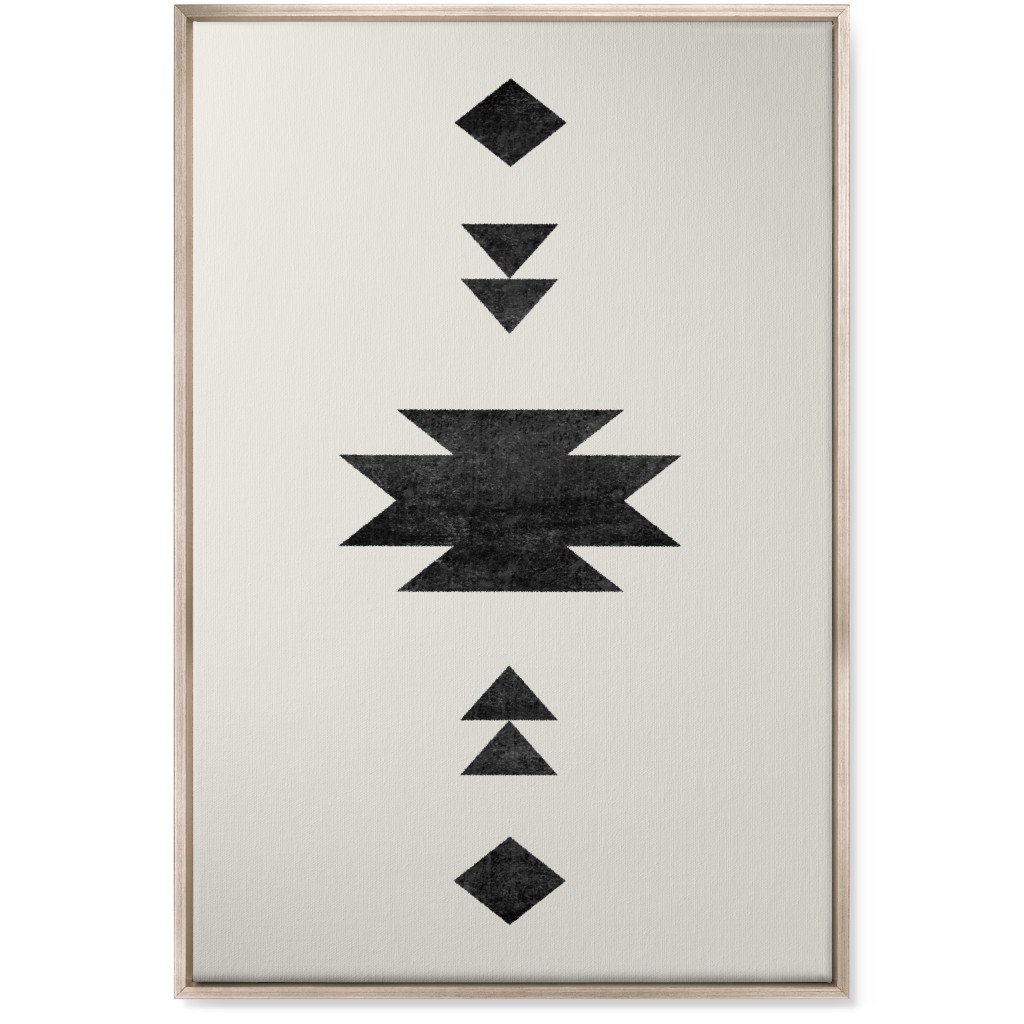 Aztec Southwest - Neutral Wall Art, Metallic, Single piece, Canvas, 24x36, Beige