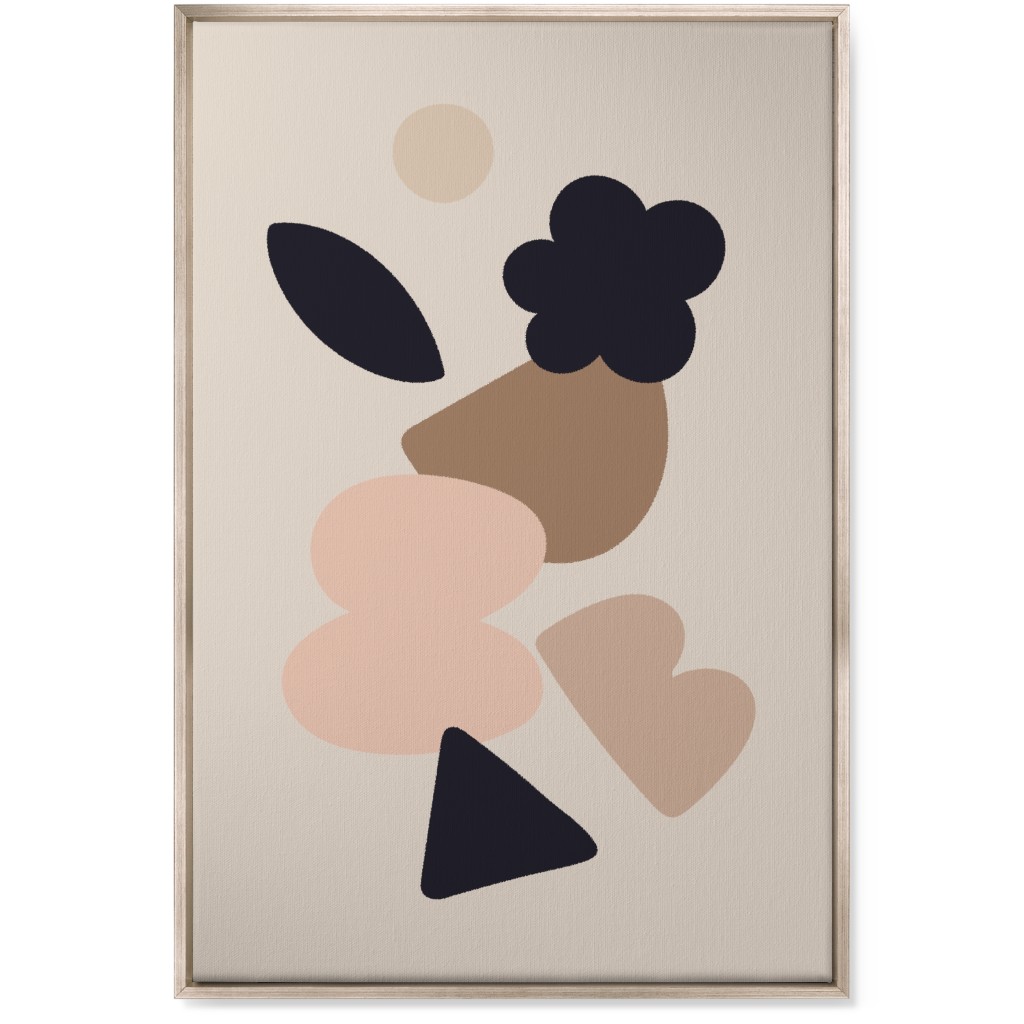 Collage Abstract - Neutral Wall Art, Metallic, Single piece, Canvas, 24x36, Beige