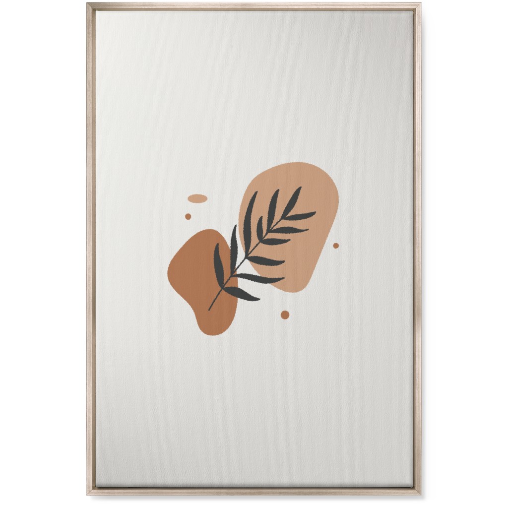 Shapes and Fern Leaf Wall Art, Metallic, Single piece, Canvas, 24x36, Orange