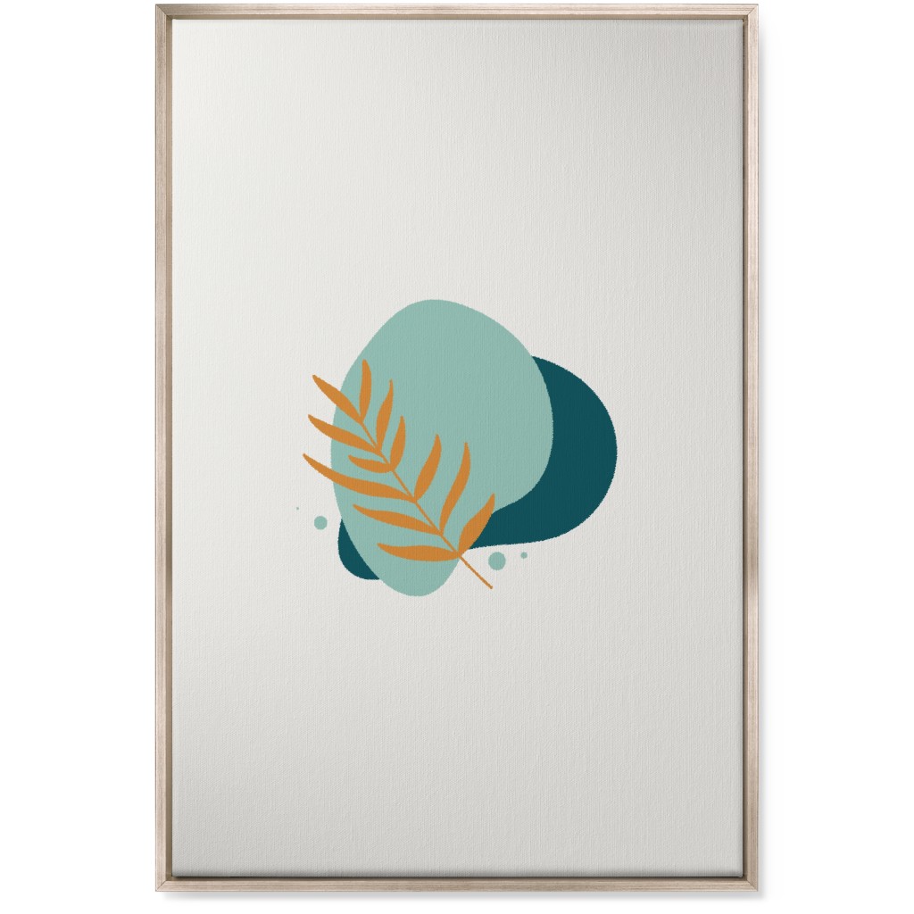 Shapes and Fern Leaf Vi Wall Art, Metallic, Single piece, Canvas, 24x36, Green, Ink Spot