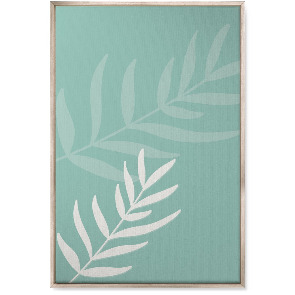 Fern Leaves in Neutral Earth Tones Wall Art, Metallic, Single piece, Canvas, 24x36, Green