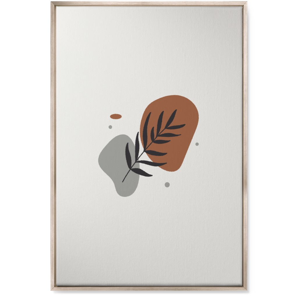 Shapes and Fern Leaf Wall Art, Metallic, Single piece, Canvas, 24x36, Brown, Silver Lining