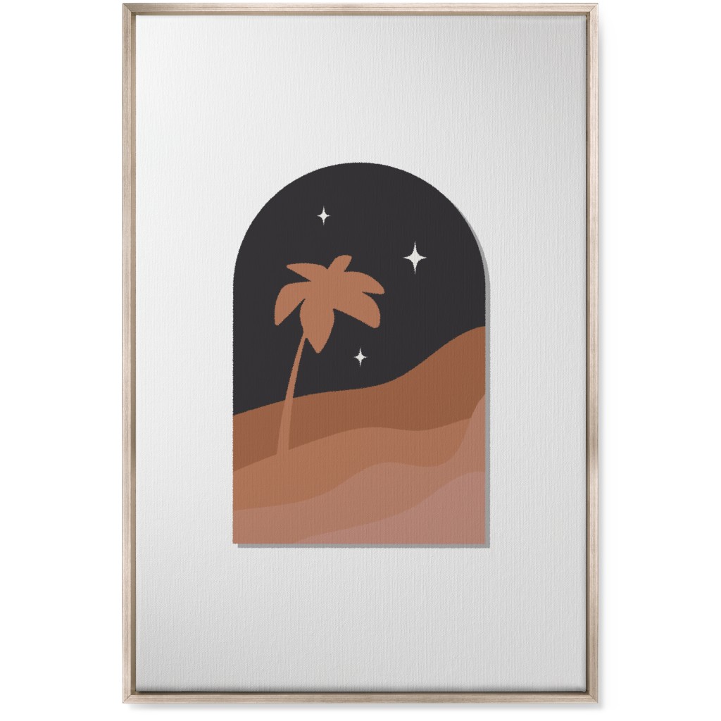 Abstract Landscape in Window With Tree Wall Art, Metallic, Single piece, Canvas, 24x36, Multicolor, Wood