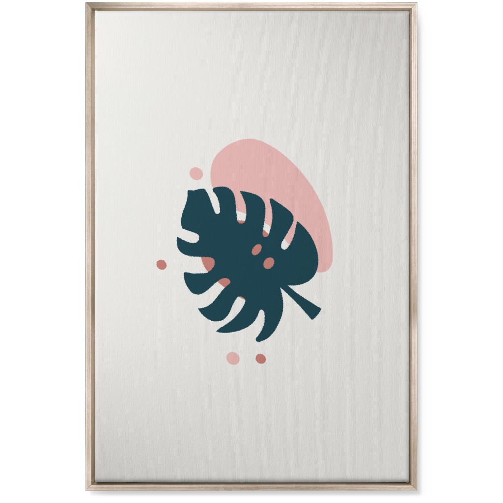 Shapes and Fern Leaf Iii Wall Art, Metallic, Single piece, Canvas, 24x36, Pink, Air