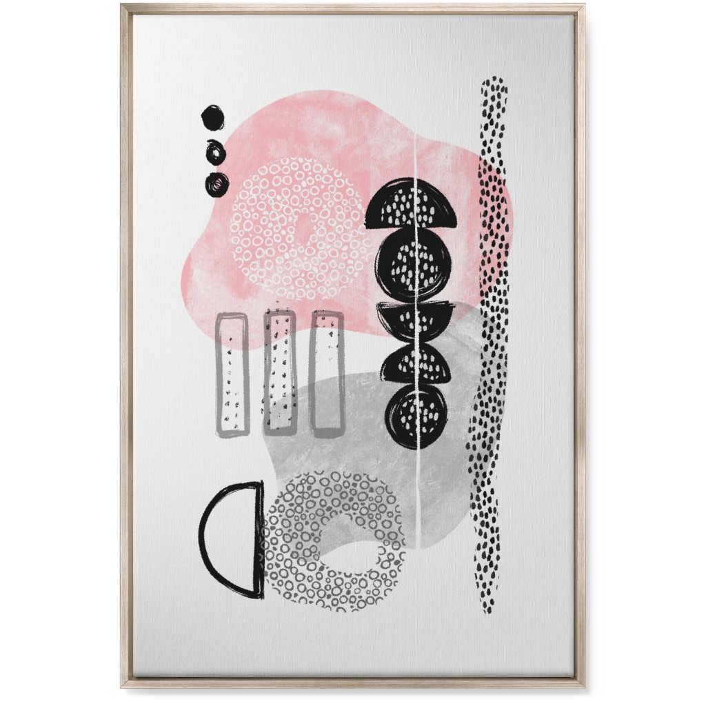 Feminene Abstract - Gray and Pink Wall Art, Metallic, Single piece, Canvas, 24x36, Pink, Bright Pink