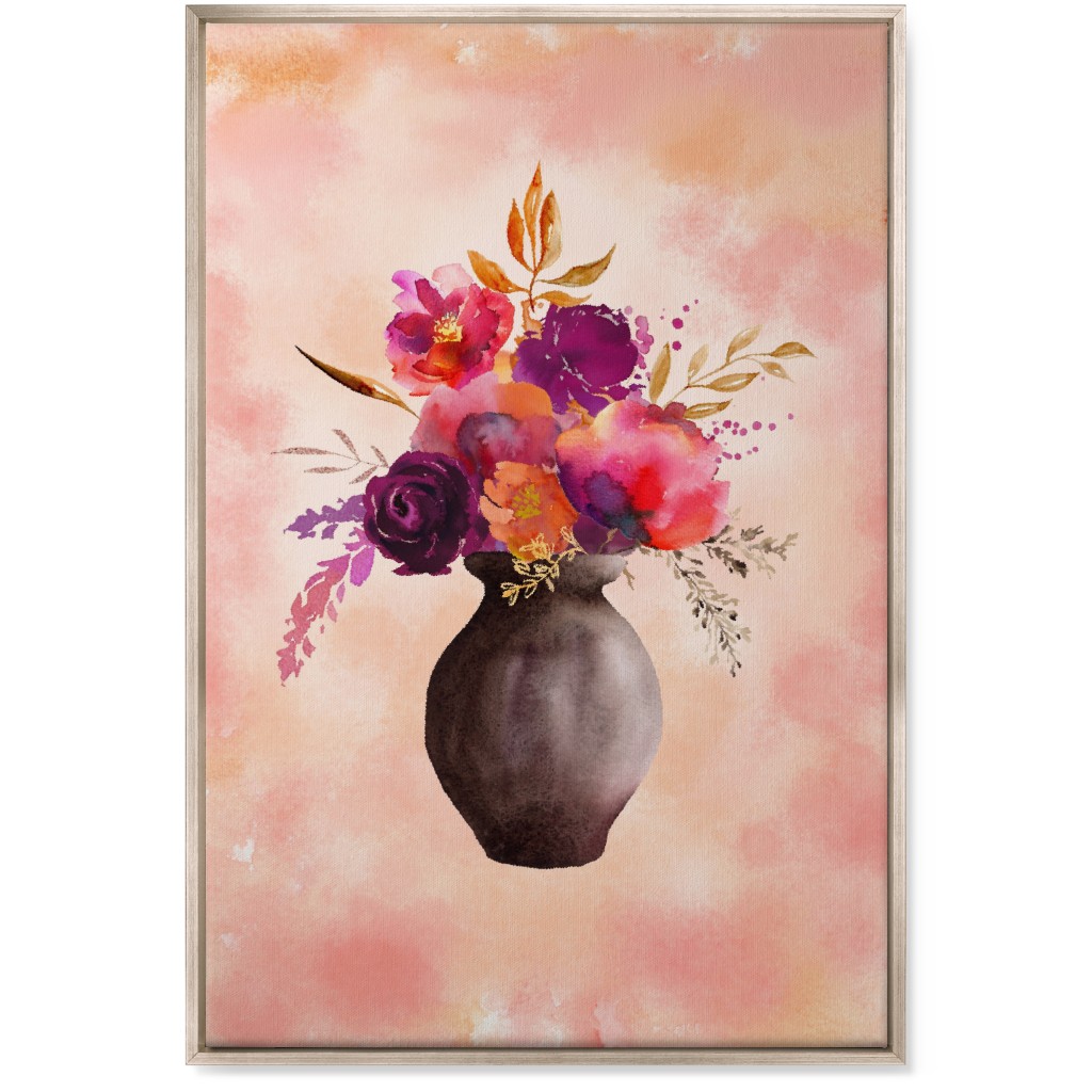 Flowers in a Vase Wall Art, Metallic, Single piece, Canvas, 24x36, Pink