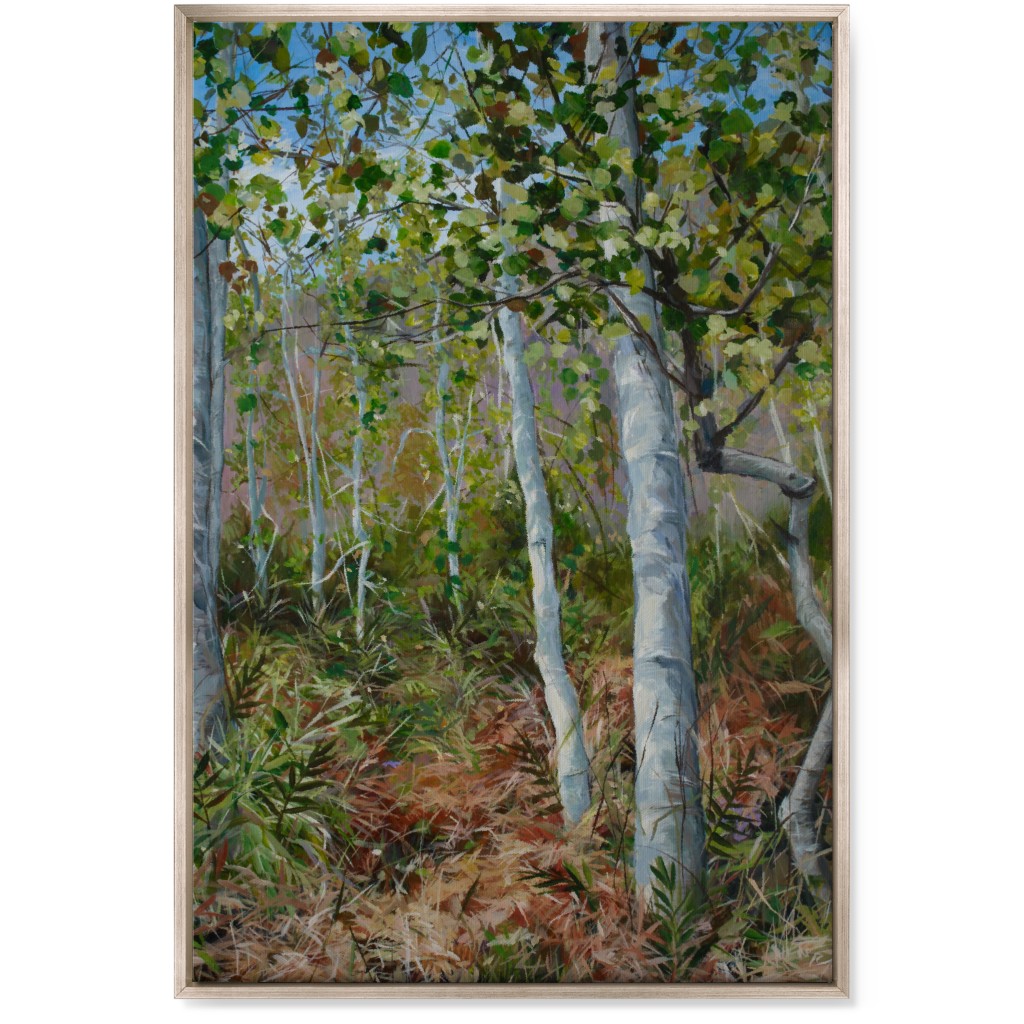 Quaking Aspen Painting Wall Art, Metallic, Single piece, Canvas, 24x36, Green, Classic Green