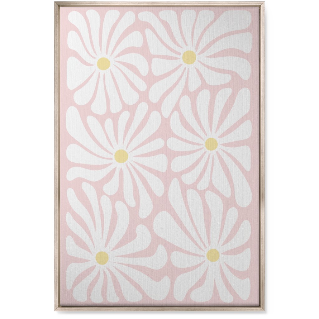 Retro Daisies Wall Art, Metallic, Single piece, Canvas, 24x36, Pink