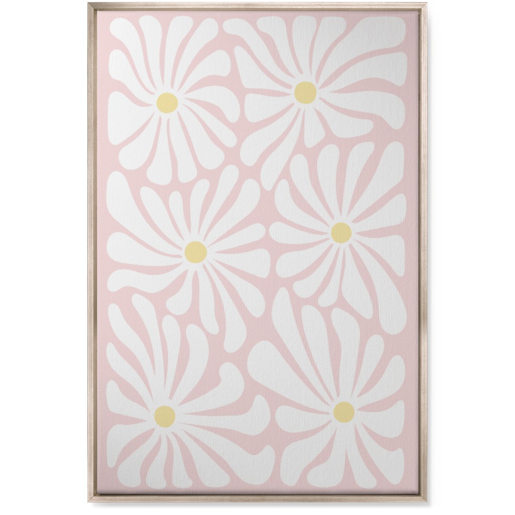 Retro Daisies Wall Art, Metallic, Single piece, Canvas, 24x36, Pink