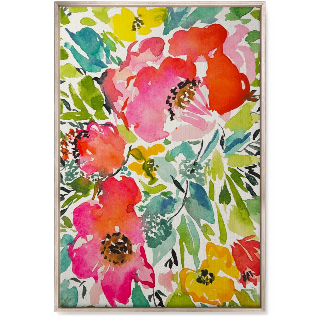 Bright Summer Florals - Multi Wall Art, Metallic, Single piece, Canvas, 24x36, Multicolor