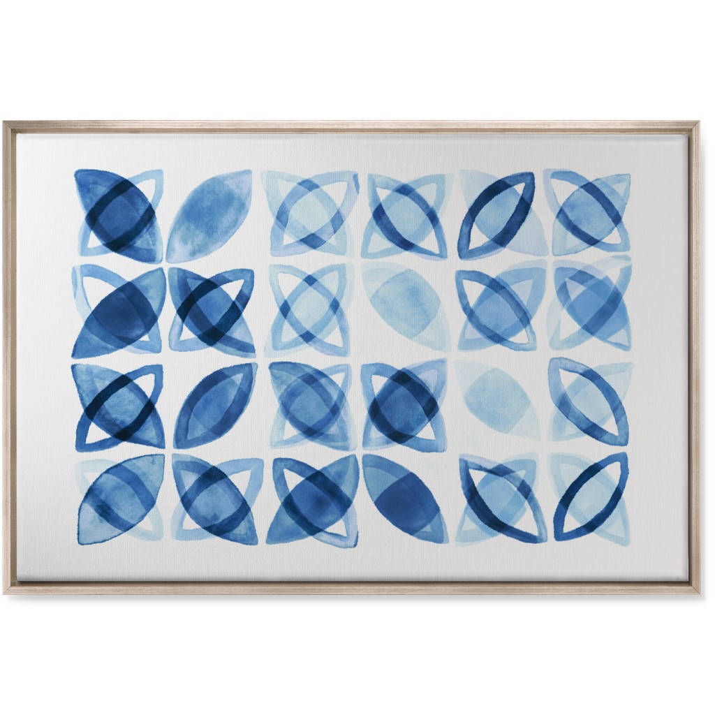 Washed Watercolor Shapes Wall Art, Metallic, Single piece, Canvas, 24x36, Blue