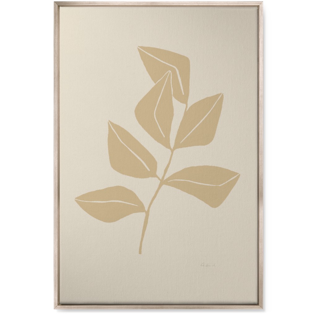 Ficus Botanical - Neutral Wall Art, Metallic, Single piece, Canvas, 24x36, Beige, Pearl