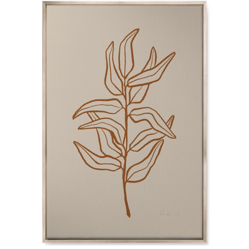 Botanical Eucalyptus Branch Wall Art, Metallic, Single piece, Canvas, 24x36, Beige, Golden