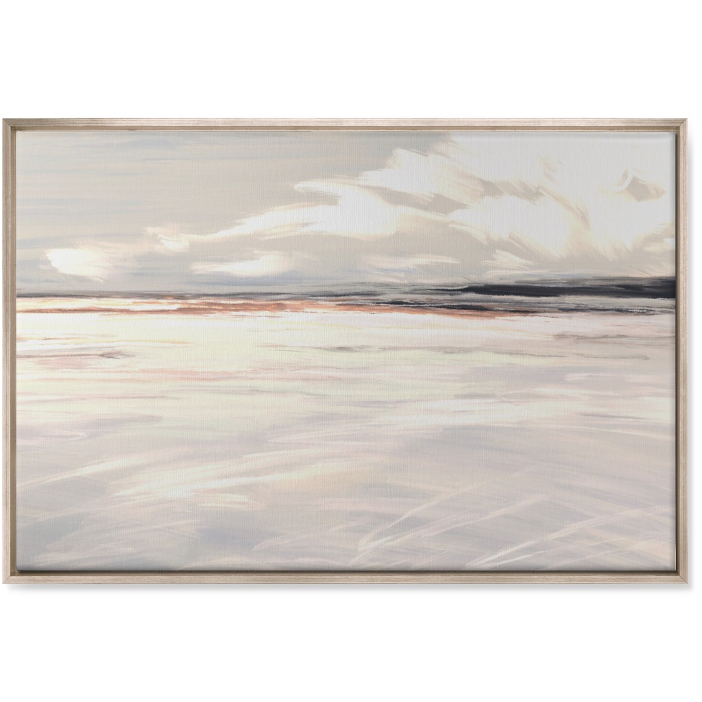 Ocean Sunset Seascape - Neutral Wall Art, Metallic, Single piece, Canvas, 24x36, Blue