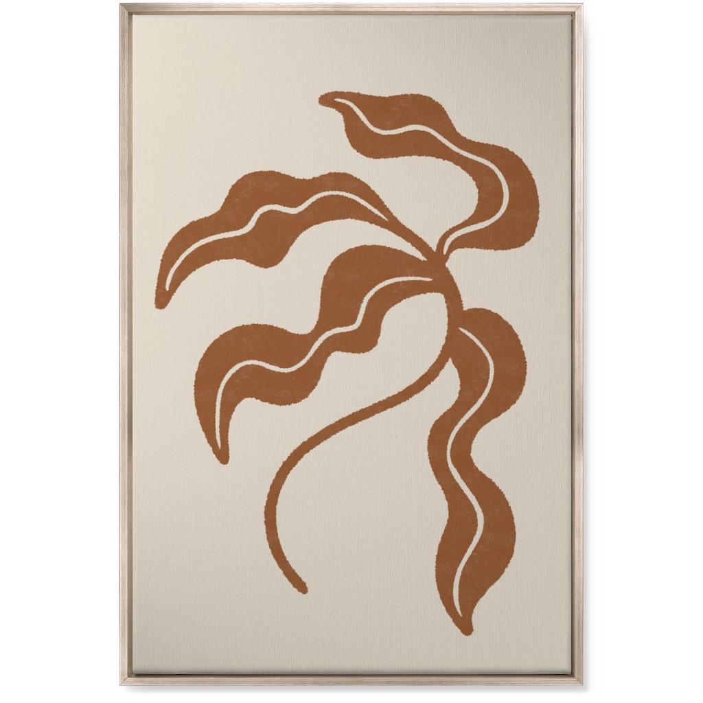 Minimalist Foliage - Neutral Wall Art, Metallic, Single piece, Canvas, 24x36, Beige