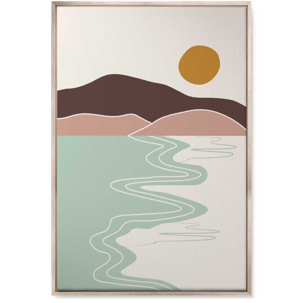 Minimal Beach - Earth Tones Multi Wall Art, Metallic, Single piece, Canvas, 24x36, Multicolor