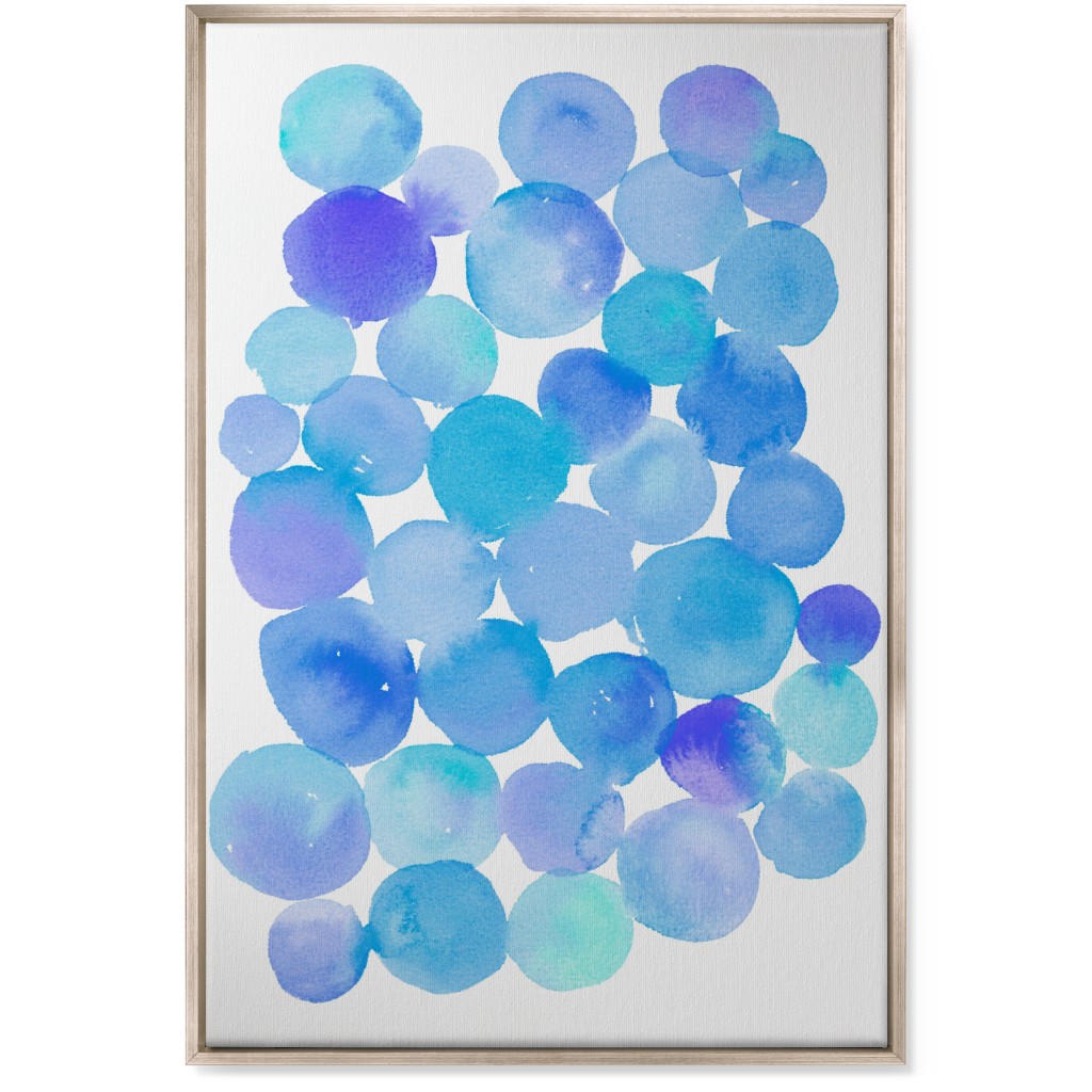 Watercolor Circles Wall Art, Metallic, Single piece, Canvas, 24x36, Blue
