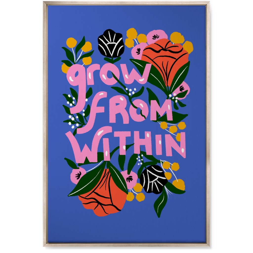 Grow From Within - Multi on Blue Wall Art, Metallic, Single piece, Canvas, 24x36, Blue