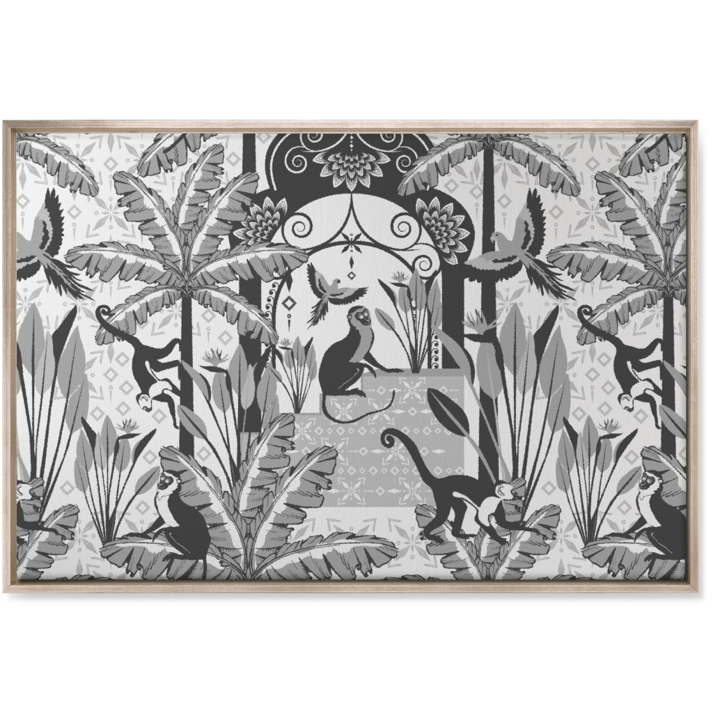 Exotic Tropical Garden Wall Art, Metallic, Single piece, Canvas, 24x36, Gray