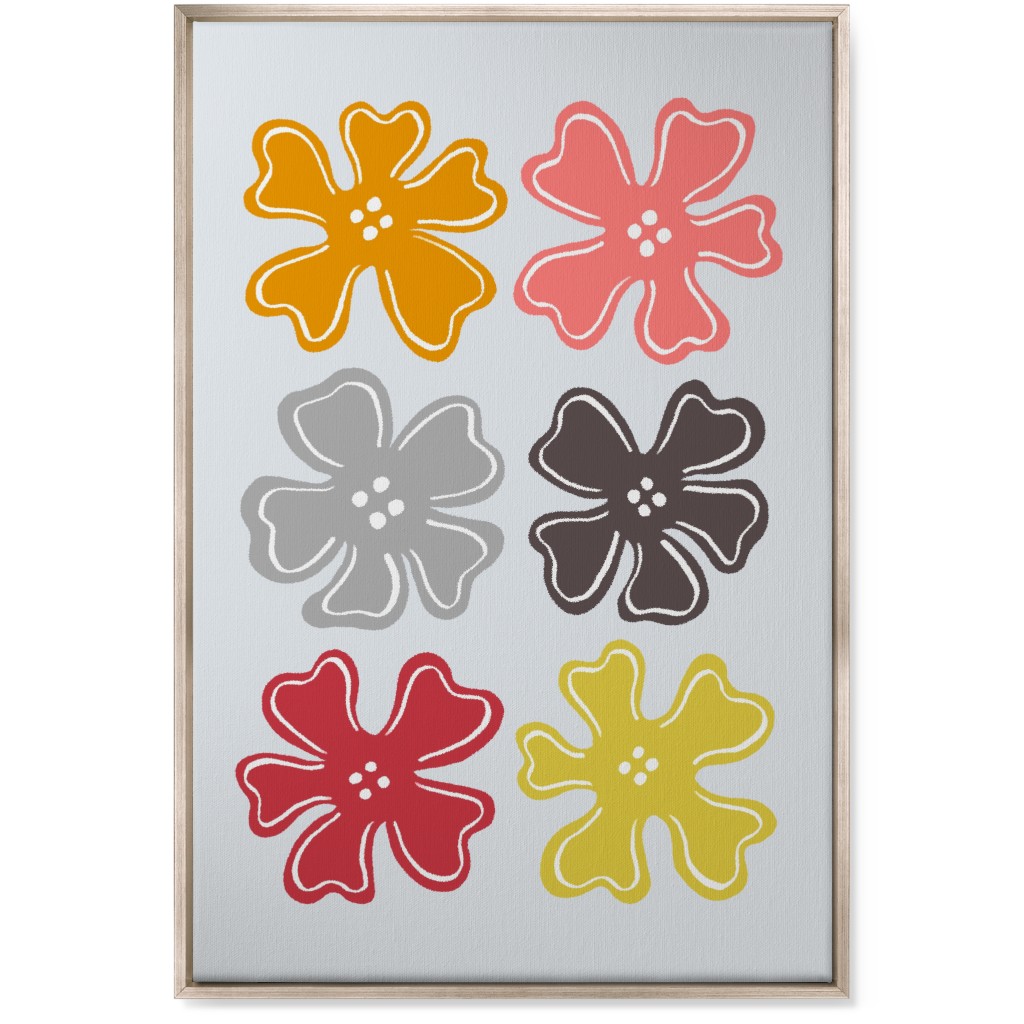 Button Flowers Wall Art, Metallic, Single piece, Canvas, 24x36, Multicolor, Silver Lining