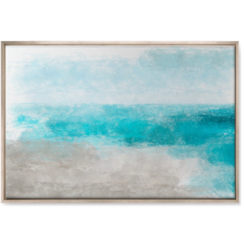 Beach Painting - Blue and Tan Wall Art, Metallic, Single piece, Canvas, 24x36, Blue