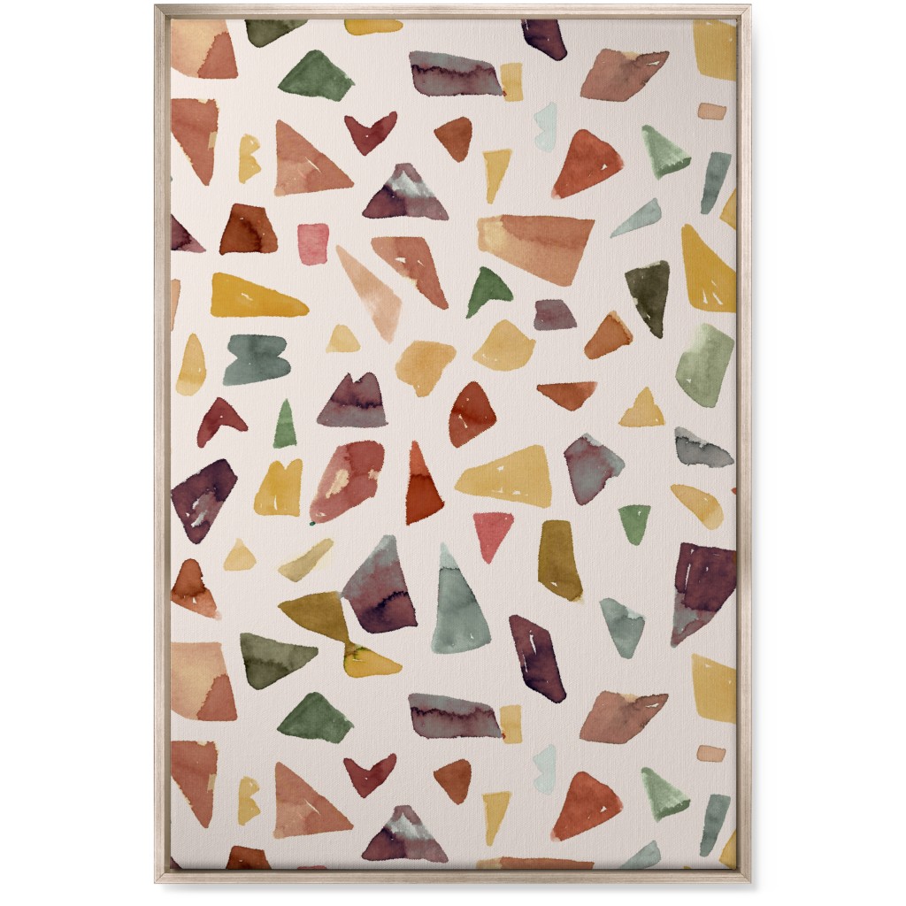 Watercolor Terrazzo - Neutral Wall Art, Metallic, Single piece, Canvas, 24x36, Beige, Pearl