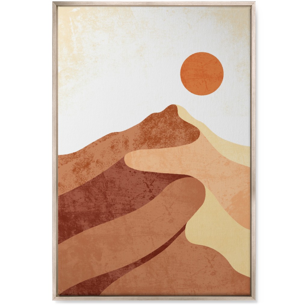 Desert Landscape - Earthy Warm Tones Wall Art, Metallic, Single piece, Canvas, 24x36, Orange, Orange