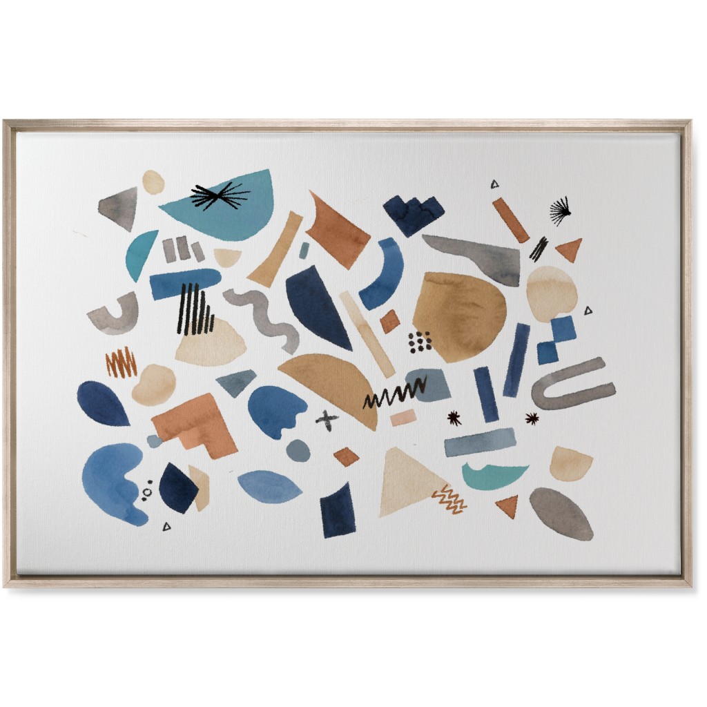 Geometric Abstract Pieces - Blue Wall Art, Metallic, Single piece, Canvas, 24x36, Multicolor