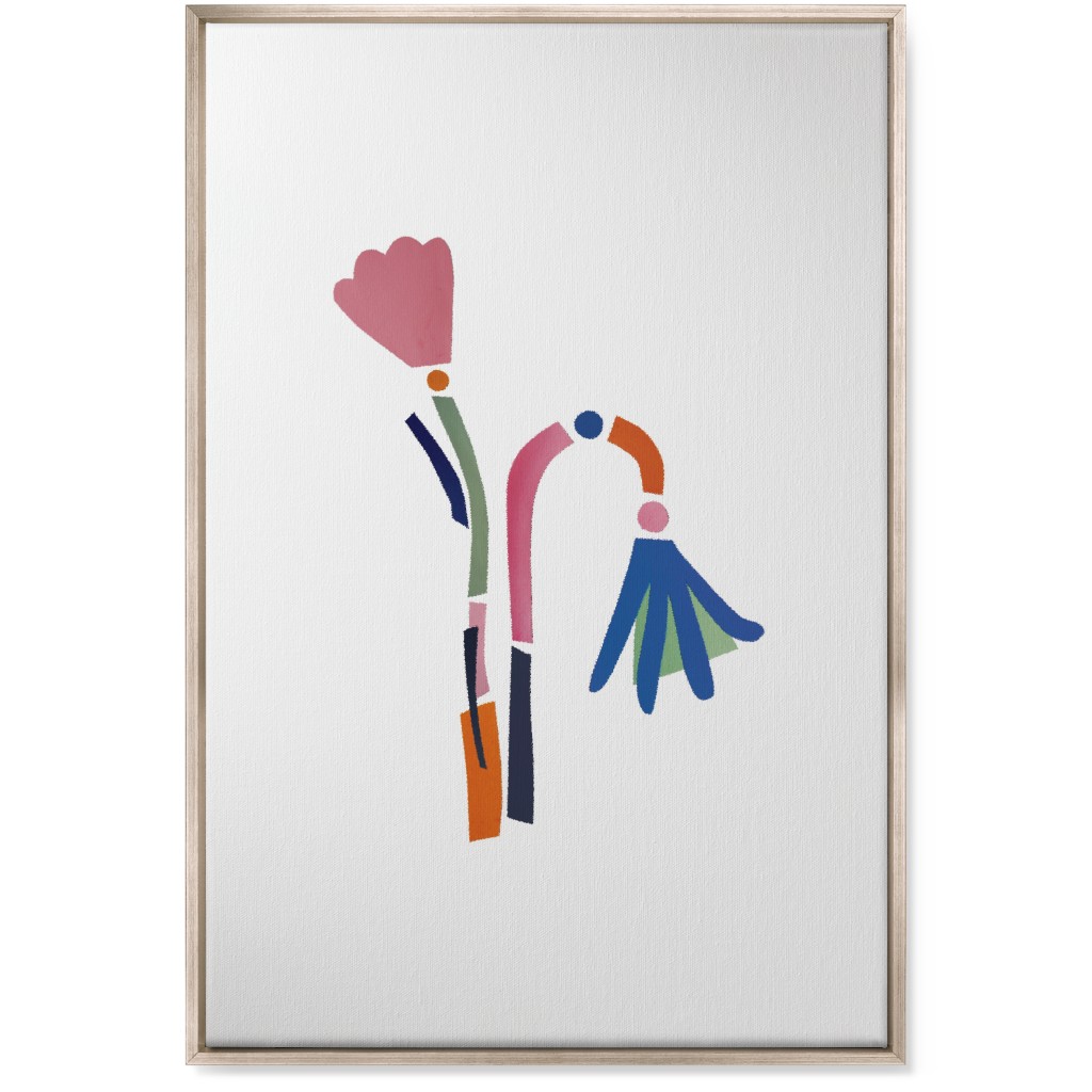 Flowerbed Bouquet - Multi on White Wall Art, Metallic, Single piece, Canvas, 24x36, Multicolor
